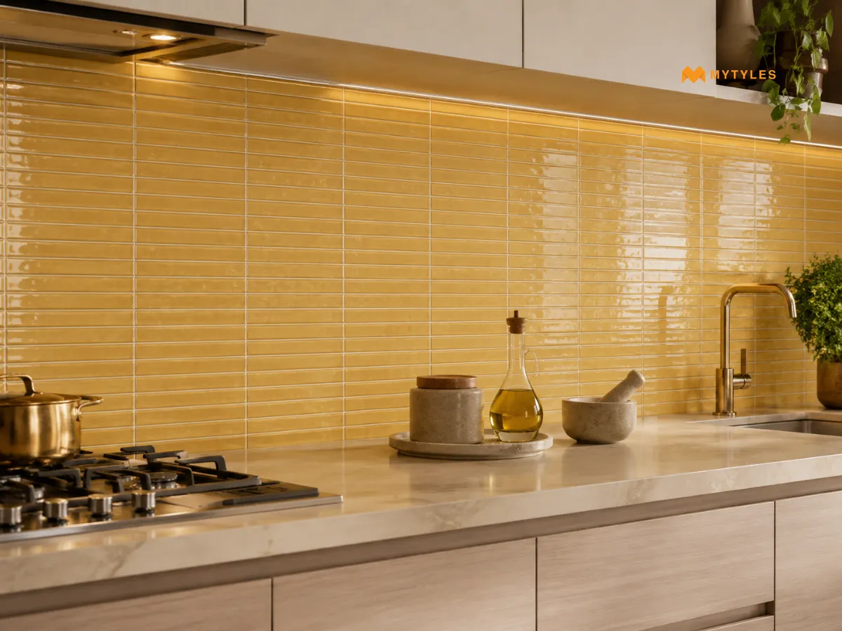 Glossy KitKat Tiles for a Reflective Backsplash